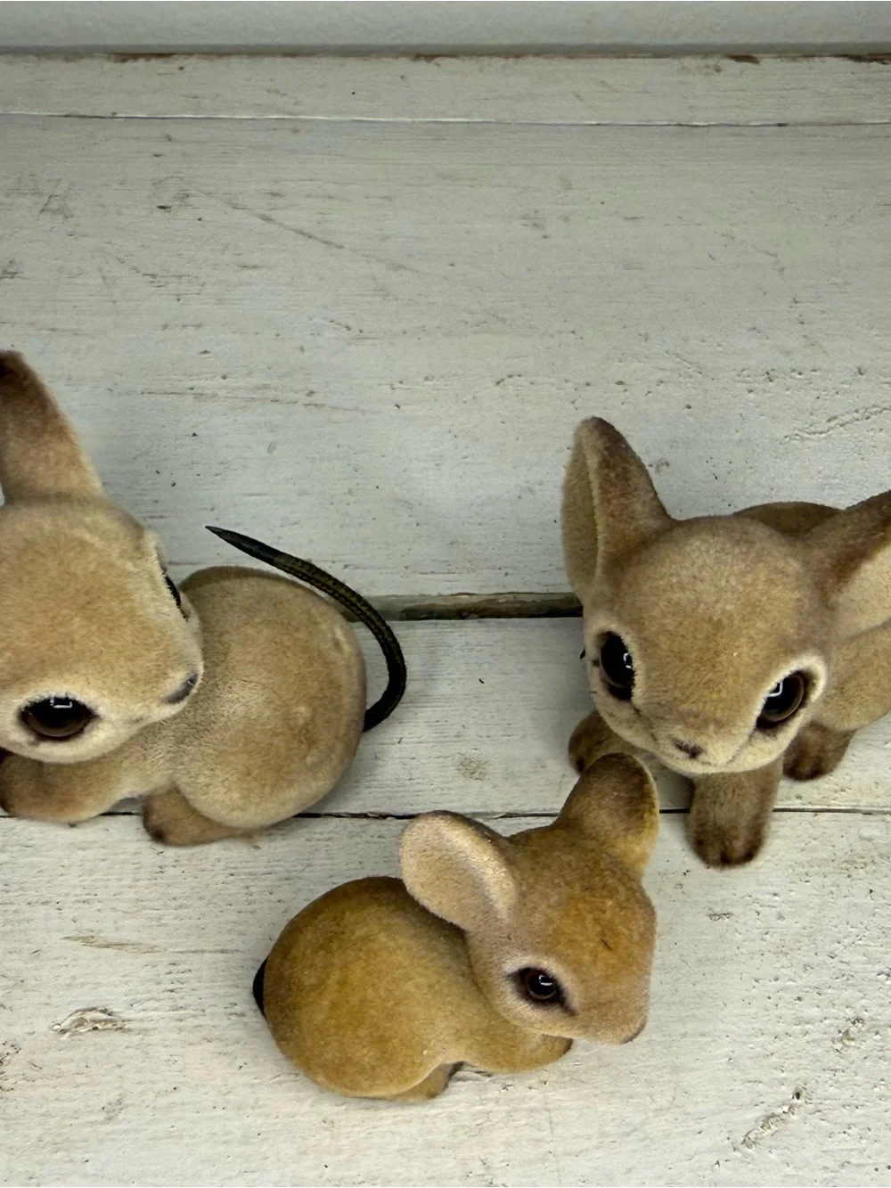 Vintage Rare Patmar Japan Flocked Mice Family, big ears figures, EUC